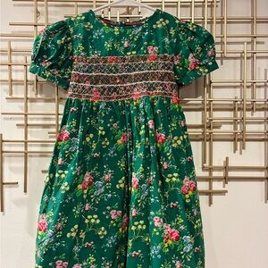 Mini Boden Green Floral Kids Dress